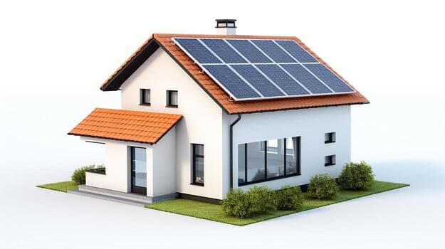Residential rooftop solar panels on a home